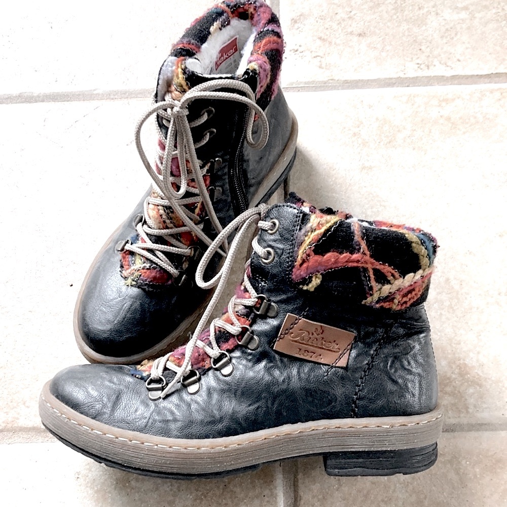 Rieker Boots Felicitas 43 Ankle Boot Black/Nuss/Multi 37 Size 6.5 - Picture 5 of 8